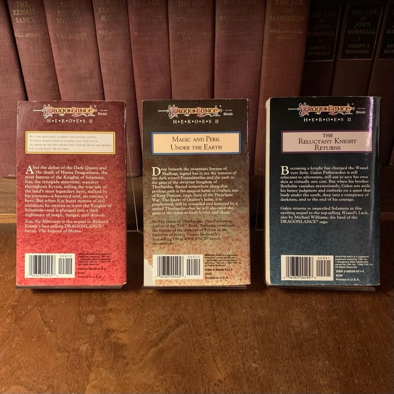 DragonLance: Heroes II Trilogy: Kaz the Minotaur, The Gates of Thorbardin, Galen Beknighted, All First Edition First Printing