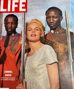 Vintage LIFE Magazine July 17, 1964 Carrol Baker with Masai Warriors Kenya Spear