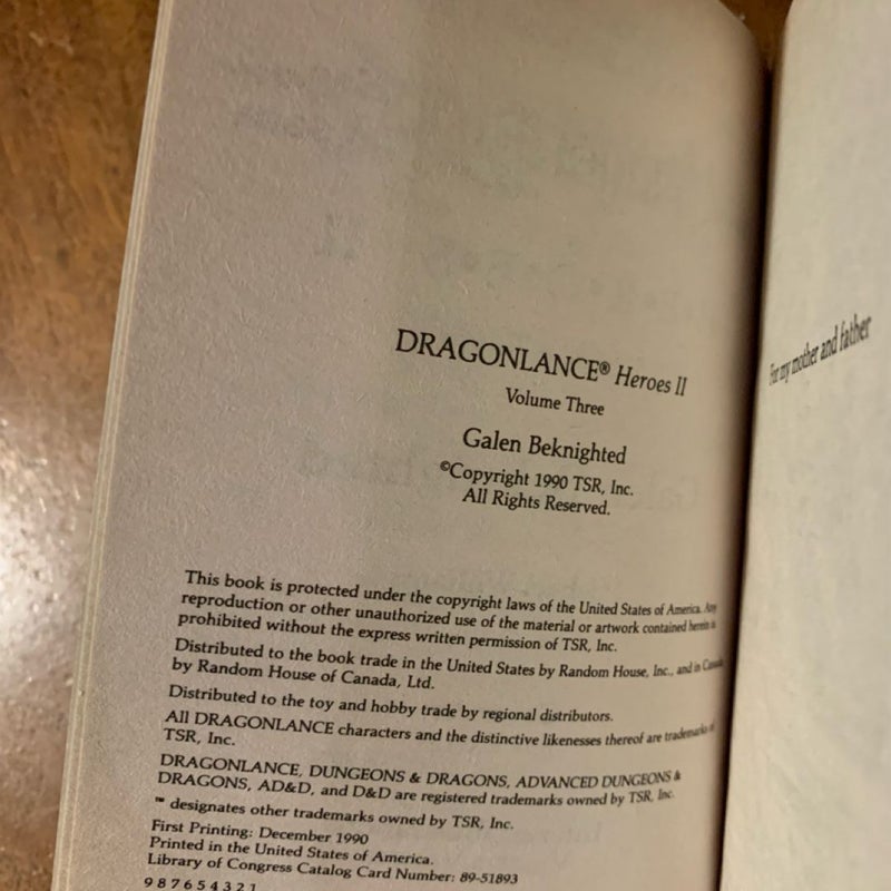 DragonLance: Heroes II Trilogy: Kaz the Minotaur, The Gates of Thorbardin, Galen Beknighted, All First Edition First Printing