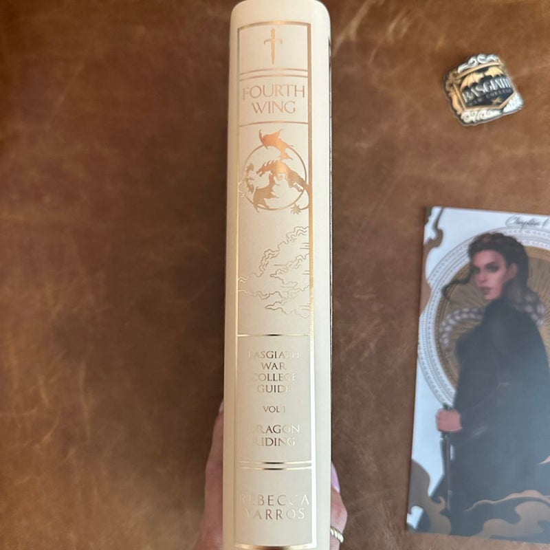 Fourth wing signed with special edition dust jacket and art print by Rebecca yarros , Hardcover
