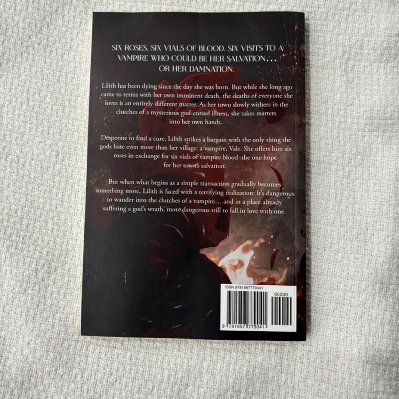 Six scorched roses