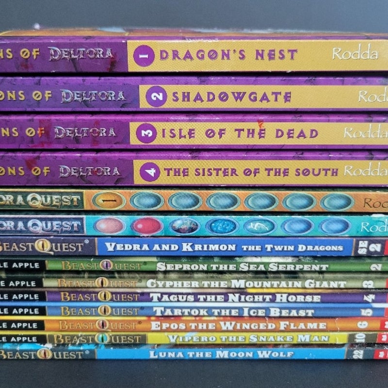 DRAGONS OF DELTORA AND BEAST QUEST LOT OF 14 BOOKS EMILY RODDA W/COMP. SET #1-4