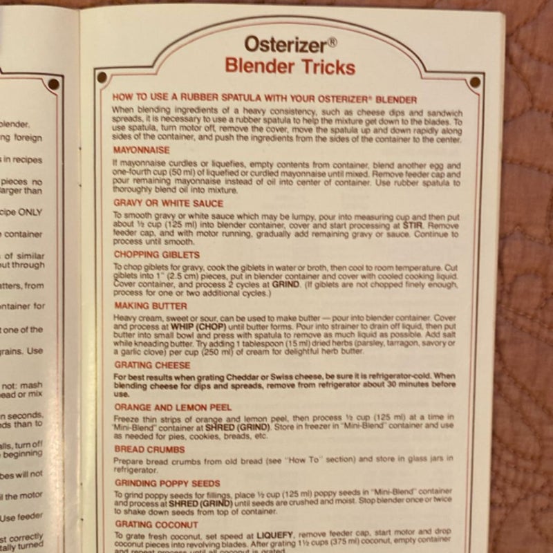 Osterizer Blender Creative Cookery Cookbook