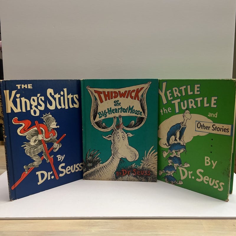 Dr. Seuss Vintage Random House Book Club Edition: The King Stilts, Thidwick The Big hearted Moose, & Yertle The Turtle 