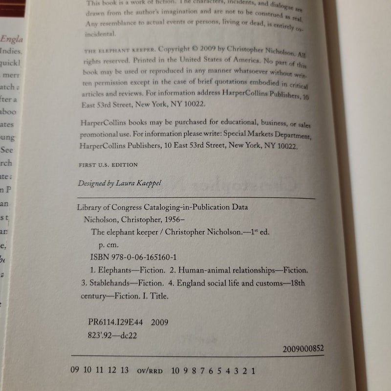 The Elephant Keeper (2009 First Edition)