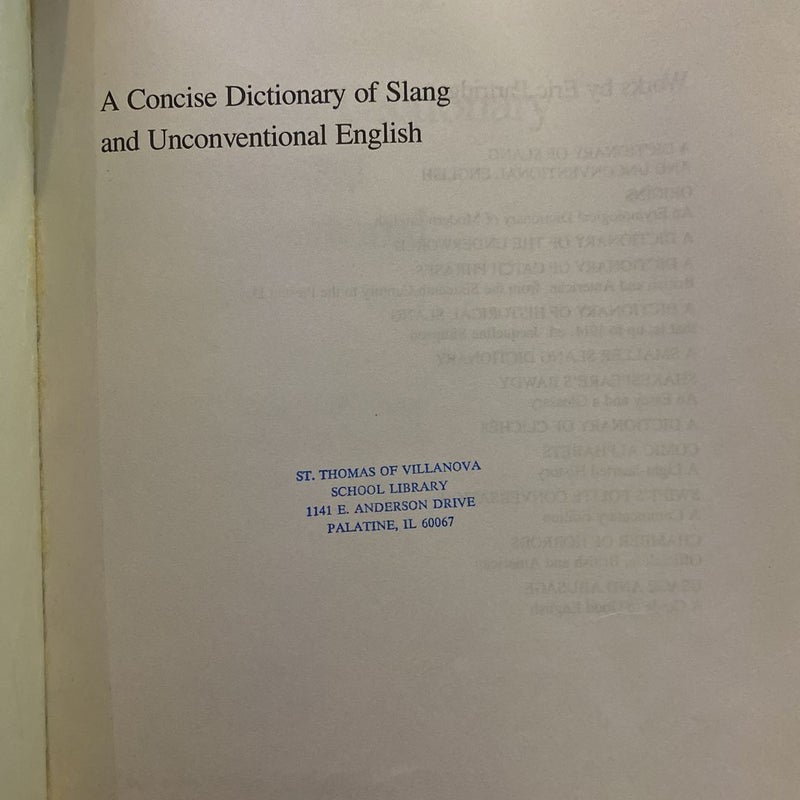Partridge's Concise Dictionary of Slang and Unconventional English