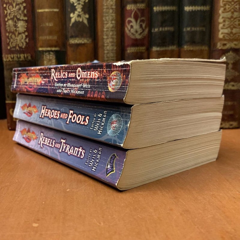 DragonLance: Complete Tales of the Fifth Age Trilogy: Relics and Omens, Heroes and Fools, Rebels and Tyrants, All First Edition First Printing