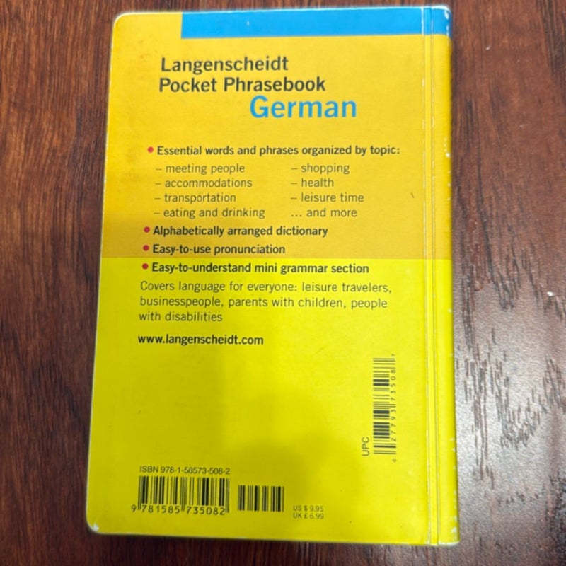 Langenscheidt Pocket Phrasebook German