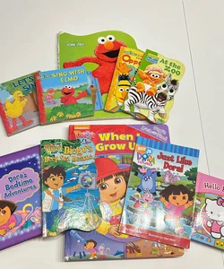 Kids Books with Dora, Sesame Street, and Hello Kitty 