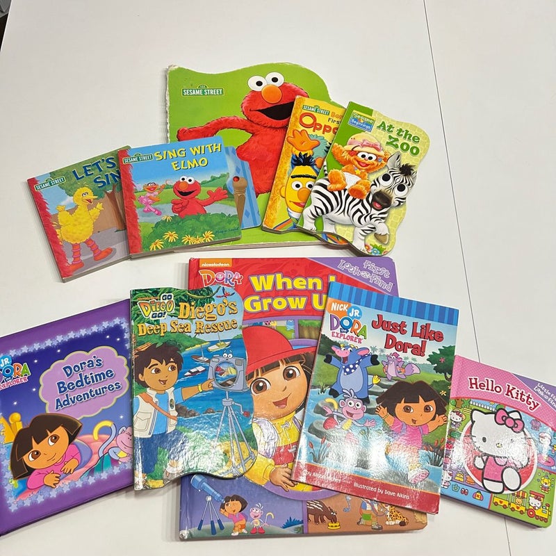 Kids Books with Dora, Sesame Street, and Hello Kitty 