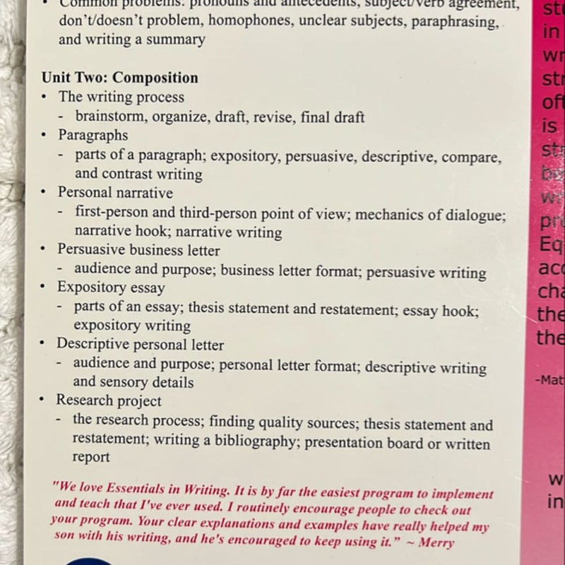 Essentials in Writing Second Edition Level 7 Textbook