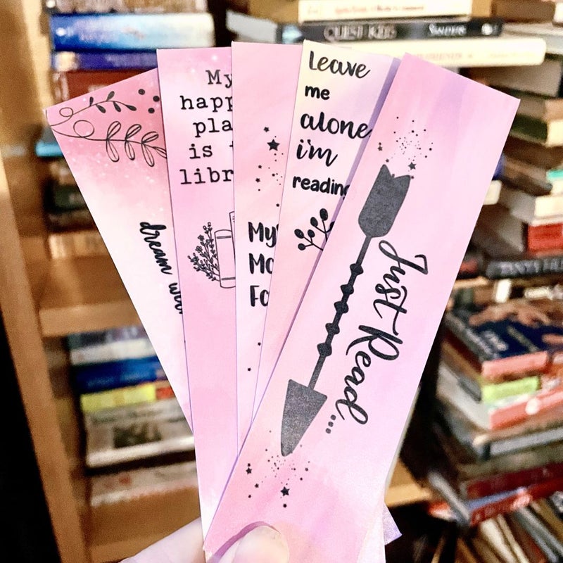 Colorful Pink, Yellow, Purple laminated Paper Bookish Bookmarks