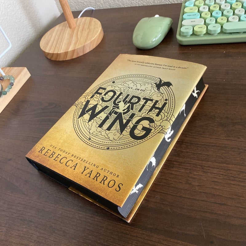 Fourth Wing With Stenciled Edges by Rebecca Yarros, Hardcover