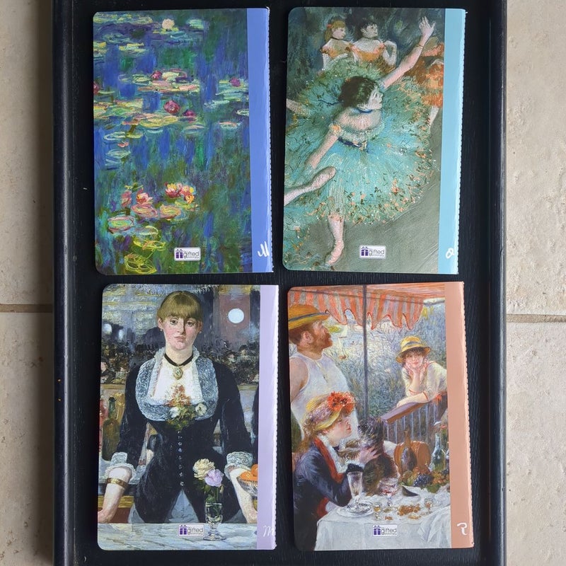 Set of 4: Impressionist art notebooks 
