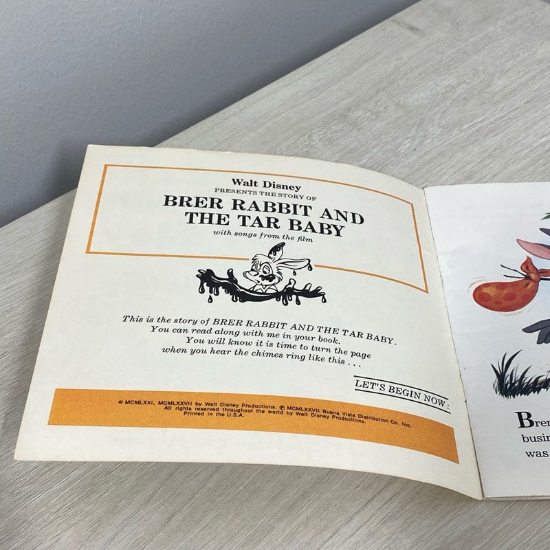 Vtg Brer Rabbit and the Tar Baby Walt Disney Storybook Read A Long *NO CASSETTE*