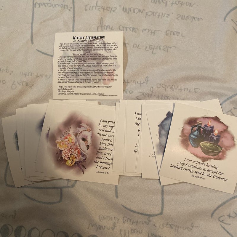 Inked Goddess Creations color your own tarot & Witch Affirmation & Simple Spell Cards