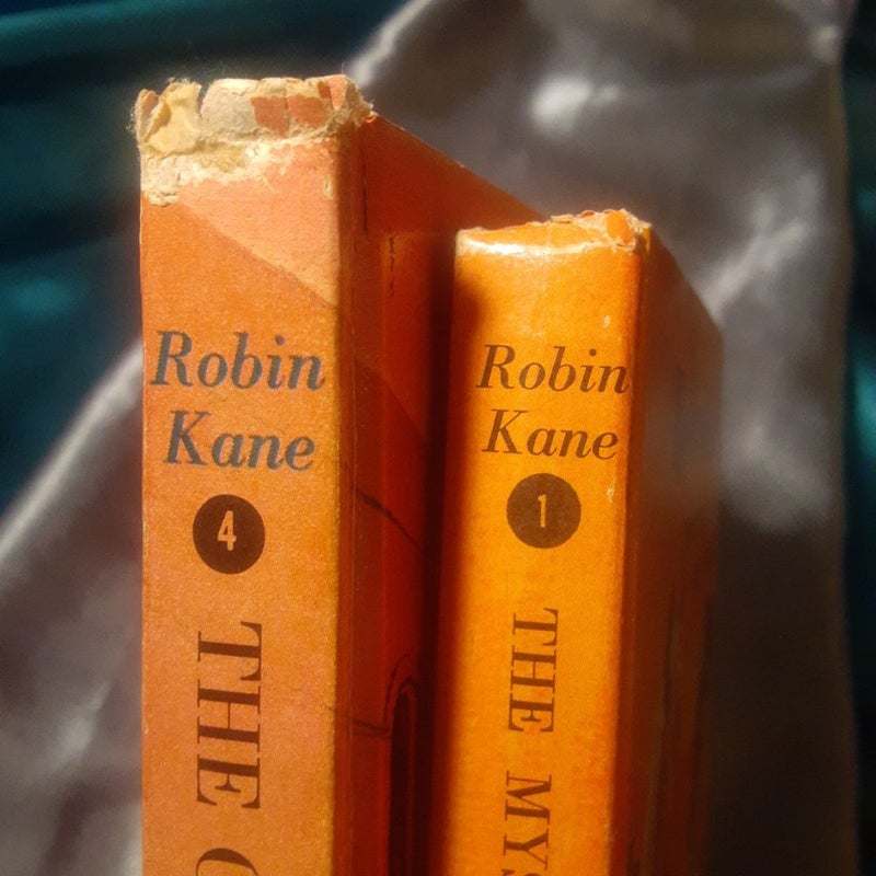 Robin Kane book lot: 1 The Mystery of the Blue Pelican & 4 The Candle Shop Mystery by Eileen Hill Vintage childrens hardcover lot