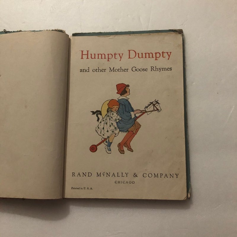 Vintage Humpty Dumpty and other Mother Goose Rhymes Book by
