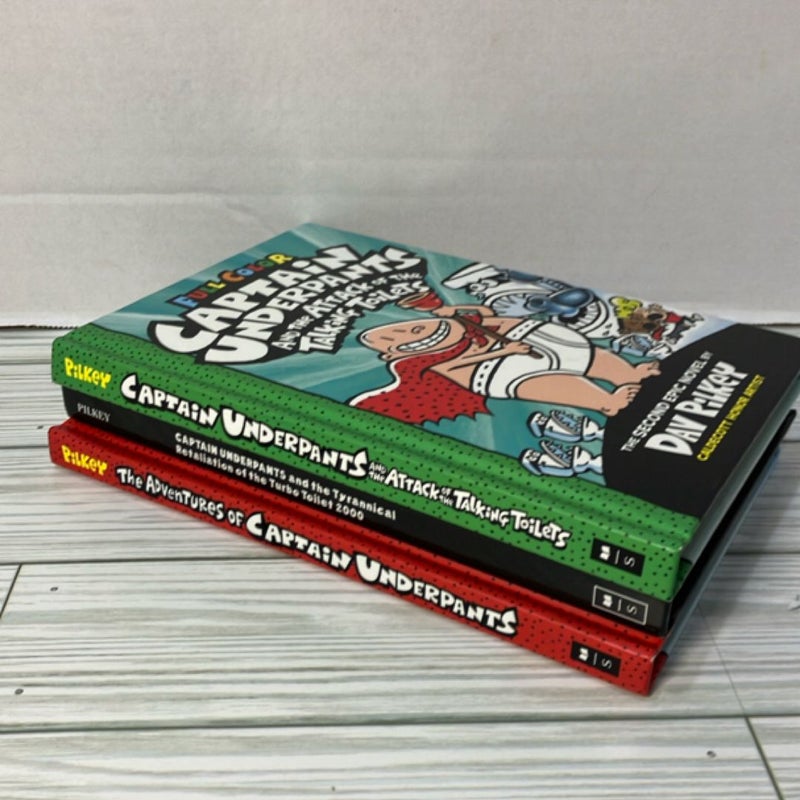 Captain Underpants Bundle: The Adventures of Captain Underpants, Captain Underpants and the Tyrannical Retaliation of the Turbo Toilet 2000, Captain Underpants and the Attack of the Talking Toilets