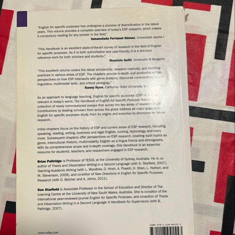 The Handbook of English for Specific Purposes