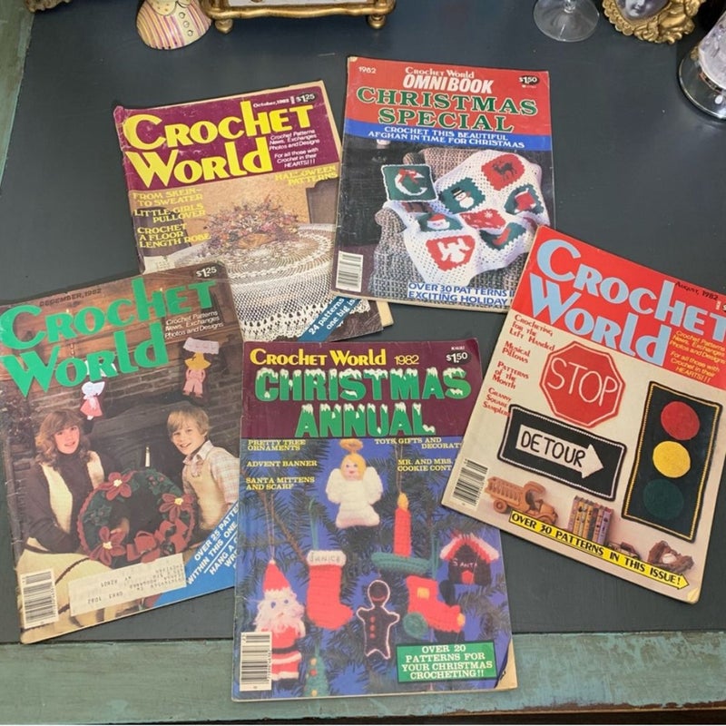 5 Crochet World Magazines from 1982
