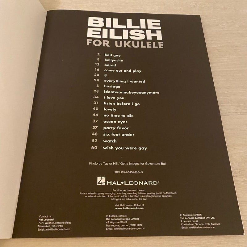 Billie Eilish for Ukulele: 17 Songs to Strum and Sing