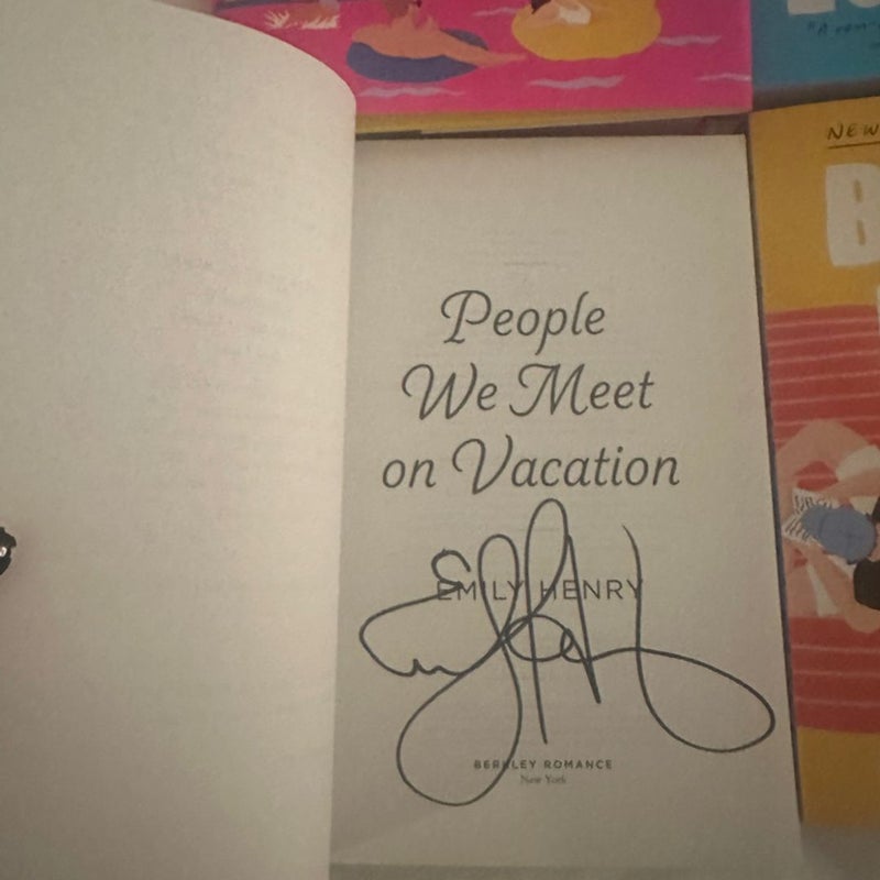 Emily Henry signed set beach read happy place book lovers people we meet on vacation 