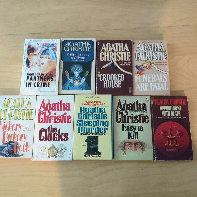Vintage Agatha Christie Bundle: Appointment with Death, Easy to Kill, Sleeping Murder, the Clocks, Hickory Dickory Dock, Funerals are Fatal, Crooked House, Poirot Loses a Client, Partners in Crime