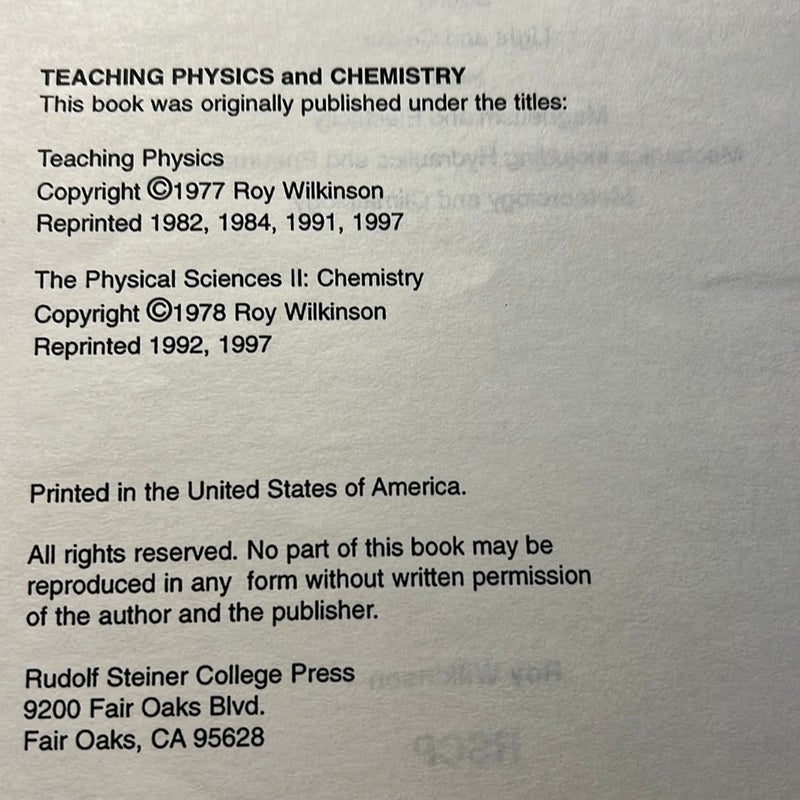 Teaching Physics & Teaching Chemistry