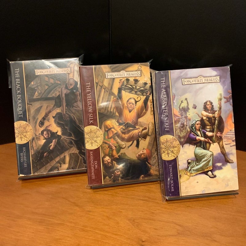 Forgotten Realms: Rogues Series: The Alabaster Staff, The Black Bouquet, The Yellow Silk, All First Edition First Printing