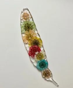 Resin Feather Bookmark with Dried Flowers