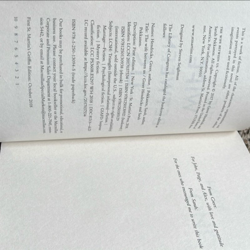 The Wife Between Us first edition