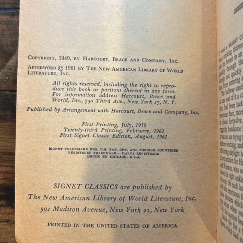 1984 (1961 Vintage Signet Classic First Edition/Print)