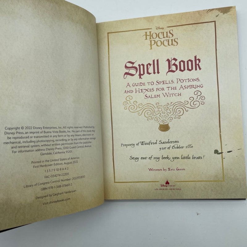 The Hocus Pocus Spell Book HARDCOVER – 2022 by Eric Geron FIRST EDITION