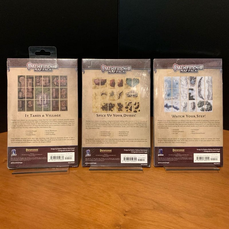 Pathfinder Map Pack Lot: Village Sites, Desert Sites, Frozen Sites NEW in wrap