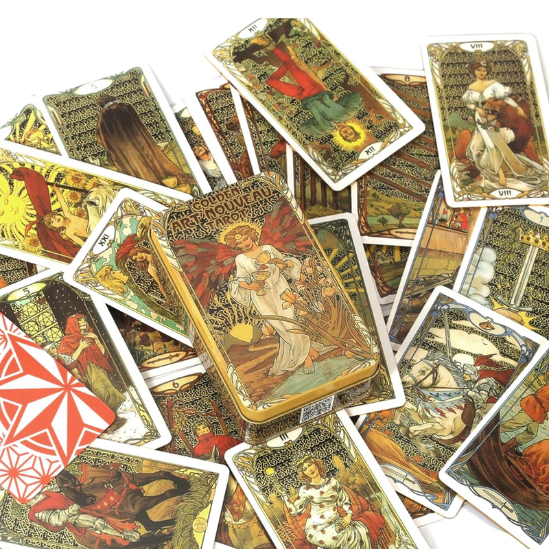 New Golden Art Nouveau Tarot in Tin