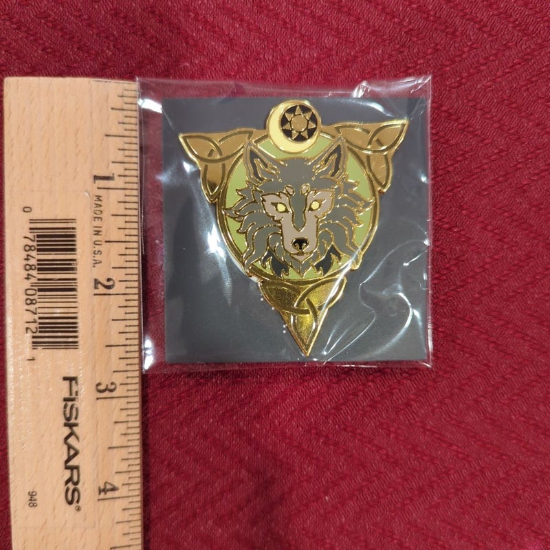 The Golden Wolf series art & book pin