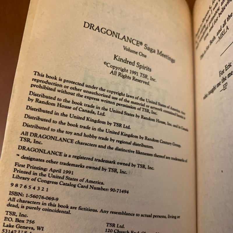 DragonLance: Kindred Spirits, Meetings Sextet 1, First Edition First Printing