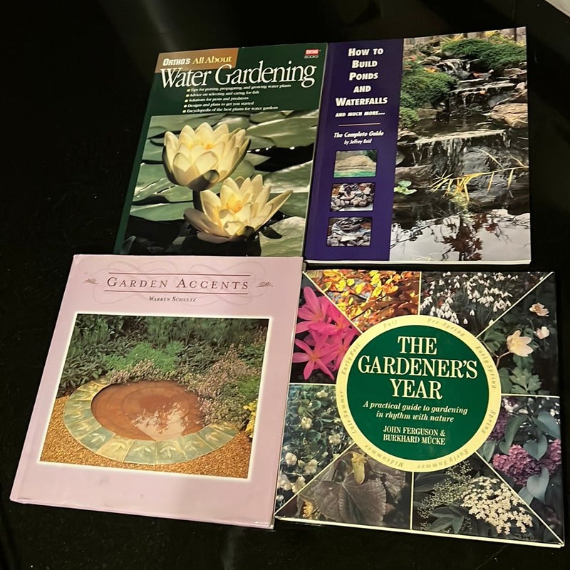 The Gardener's Year Book, Garden Accents, How to build ponds and waterfalls, water gardening book bundle