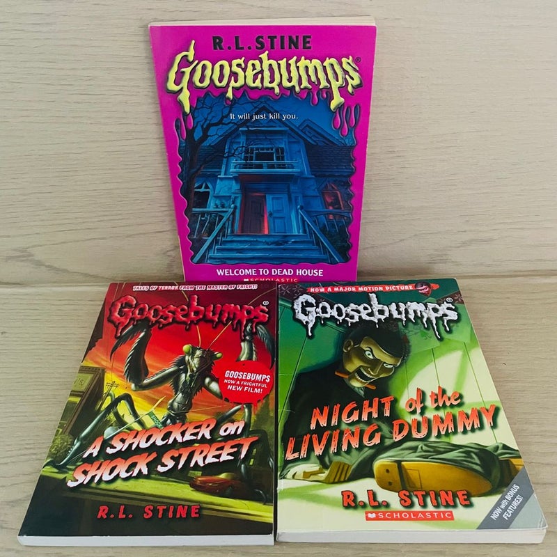 Goosebumps Bundle-Lot of 3; Night of the Living Dummy, A Shocker on Shock Street, Welcome to Dead House 