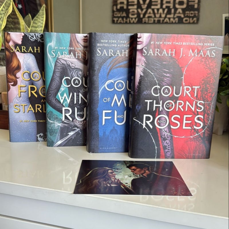 A Court of Thorns and Roses Books 1-4 and Art Print 