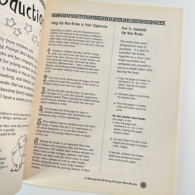 15 Wonderful Writing Prompt Mini-Books, Grades 1-3, Teacher Resource