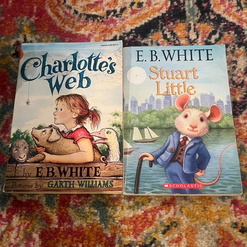 Lot 2 E.B. White Charlotte's Web & Stuart Little paperbacks Good
