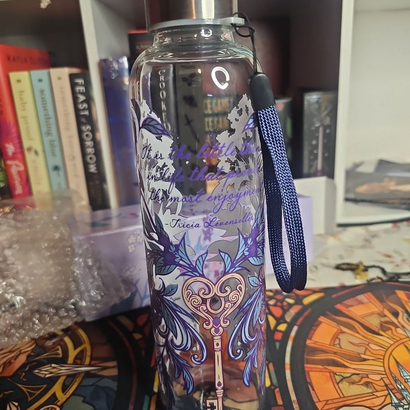 Fairyloot Glass Water Bottle Carry Strap New with Box Darkness Within US Graphic