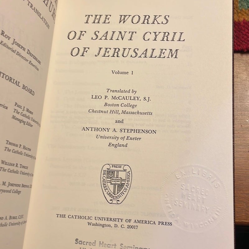 The Works of Saint Cyril of Jerusalem (2 Volumes)