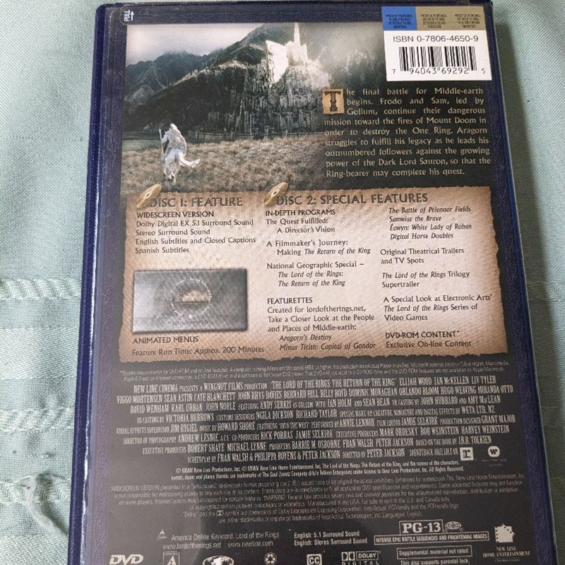 The Return of the King (Lord of the Rings) DVD Widescreen 