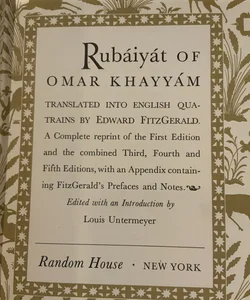 Rubáiyát Of Omar Khayyám (Translated into English Quatrains by Edward Fitzgerald with an introduction by Louis Untermeyer)