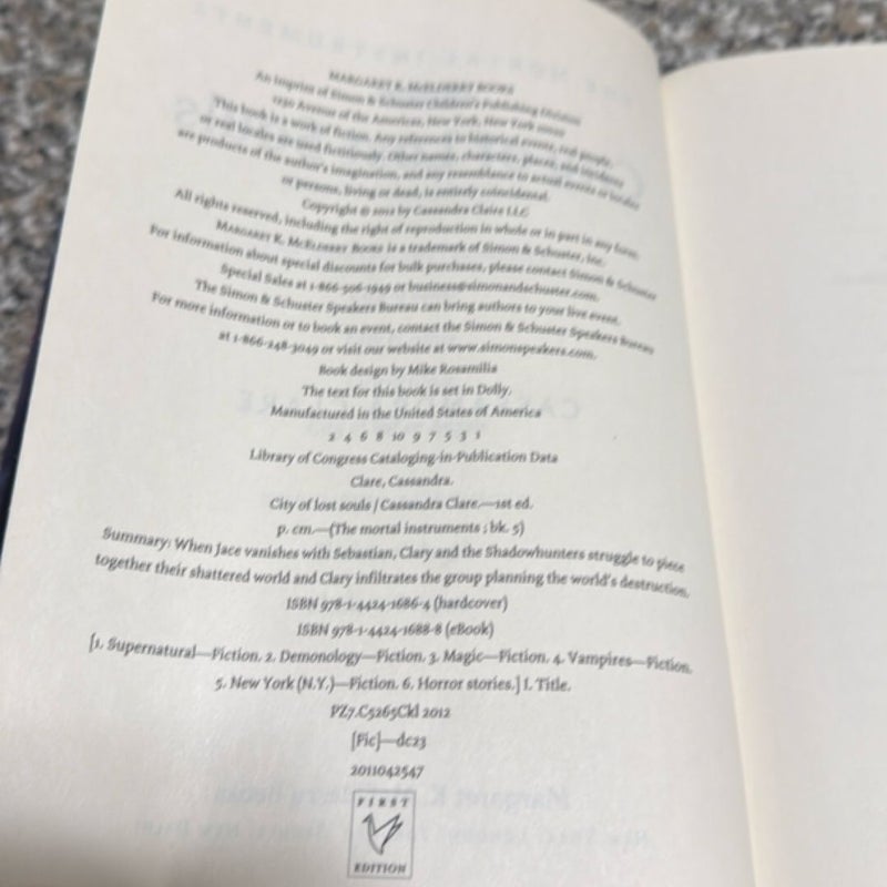 City of Lost Souls First Edition