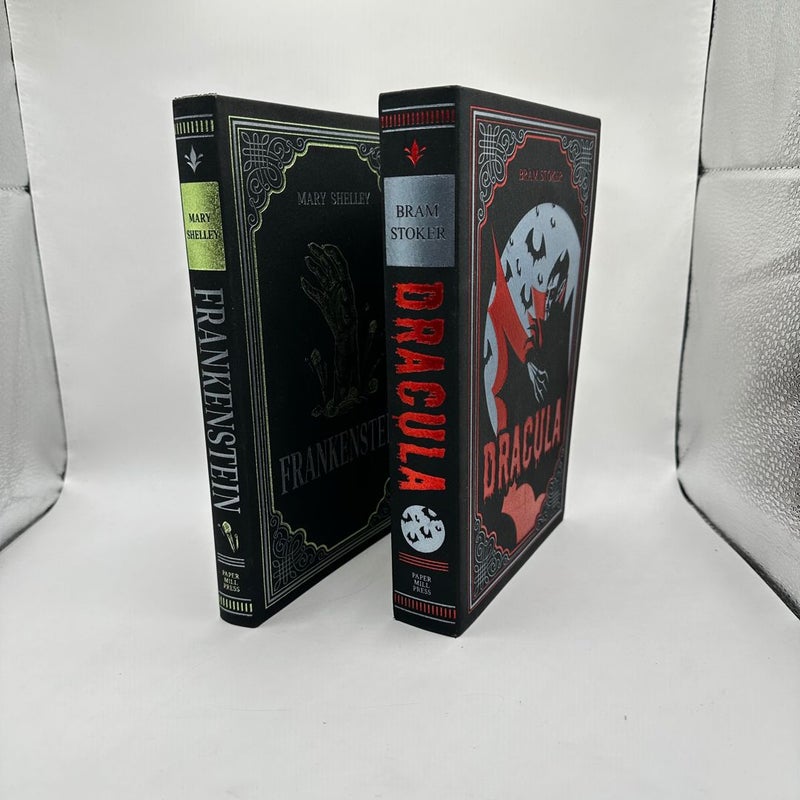 DRACULA & FRANKENSTEIN Set of 2 Faux Leather Bound 