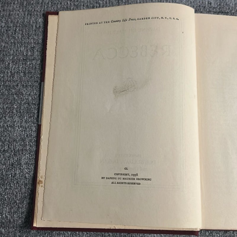 Rebecca 1938 1st Edition Double Day Doran